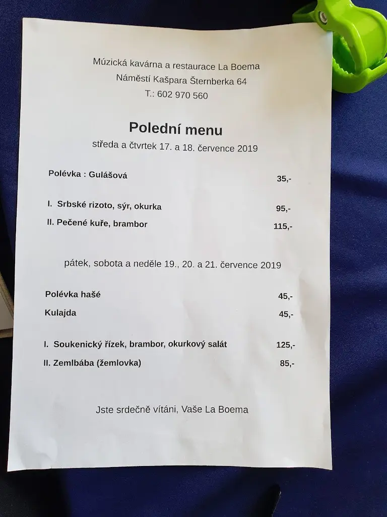 Menu_Múzická kavárna a restaurace La Boema Radnice_Radnice_image_1