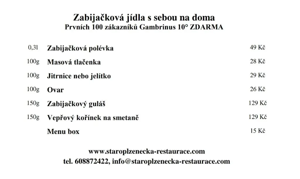 Menu_Staroplzenecká restaurace_Starý Plzenec_image_1