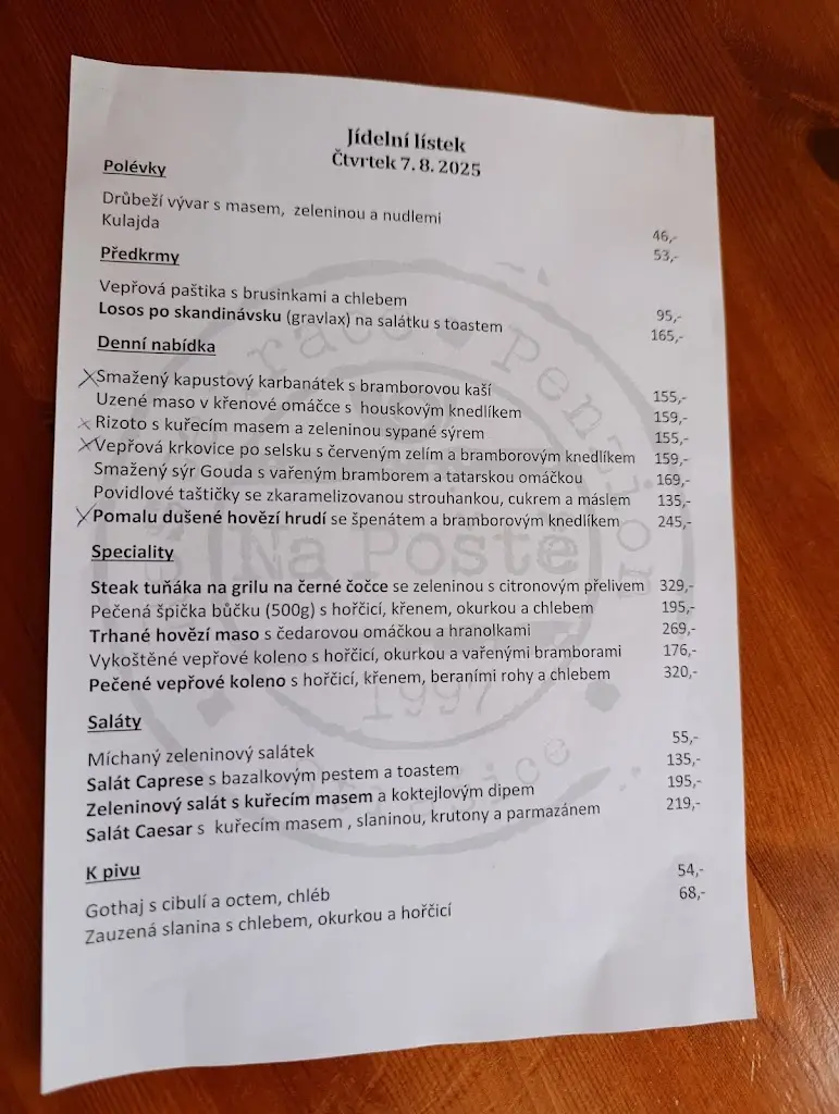 Menu_Restaurace Penzion Na Poště_Strašice_image_2
