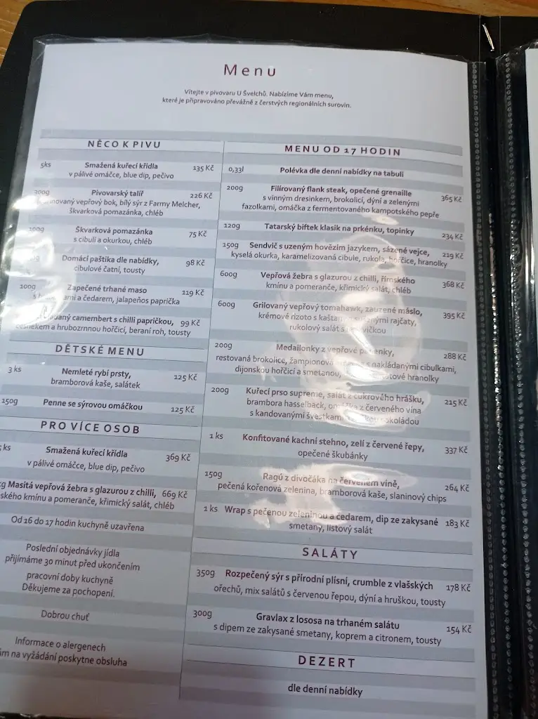 Menu_Pivovar U Švelchů, restaurace_Sušice_image_3