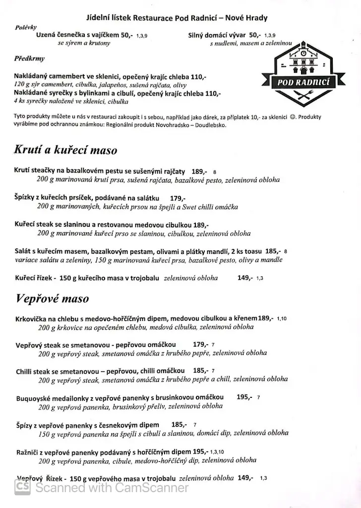 Menu_Restaurace Pod Radnicí_Nové Hrady_immagine_3