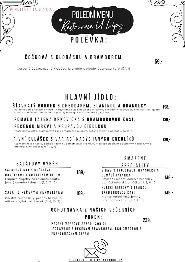 Menu_Restaurace U Lípy_Černý Most_immagine_2