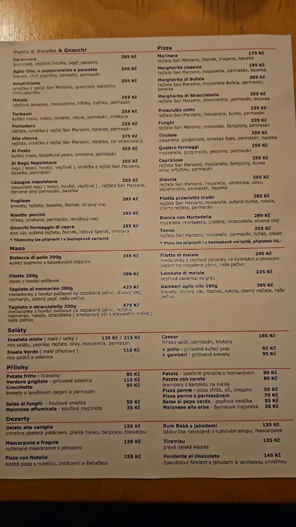 Menu_La Trattoria Turbanti_Horní Počernice_image_3