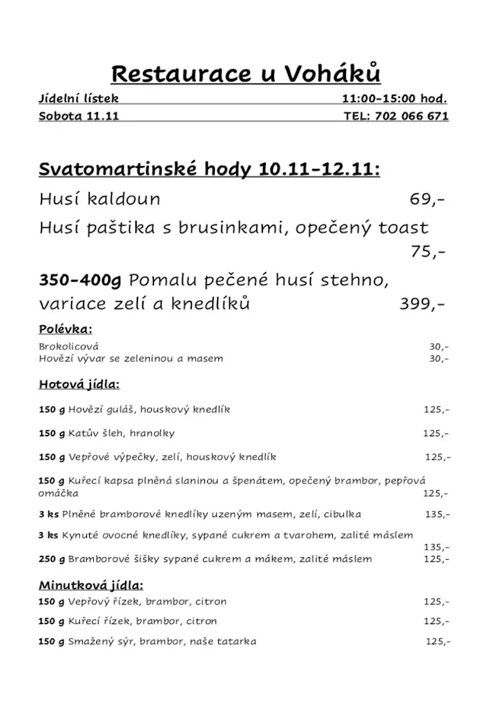 Menu_Restaurant U Voháků_Horní Počernice_image_1
