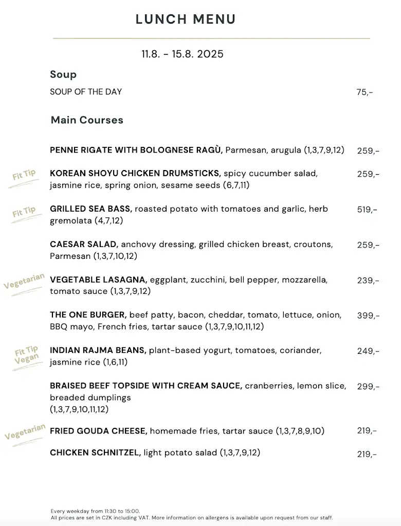 Menu_The One Bistro & Bar_Letňany_image_2