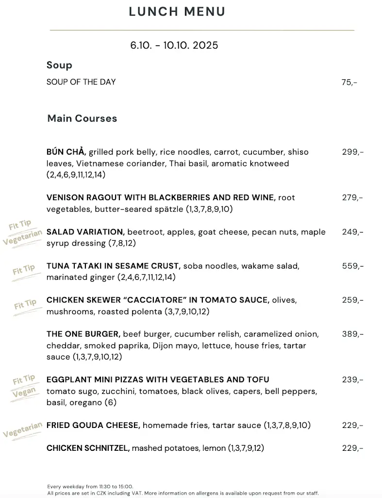 Menu_The One Bistro & Bar_Letňany_image_4