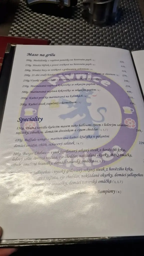 Menu_Pivnice Chelsea_Letňany_immagine_2