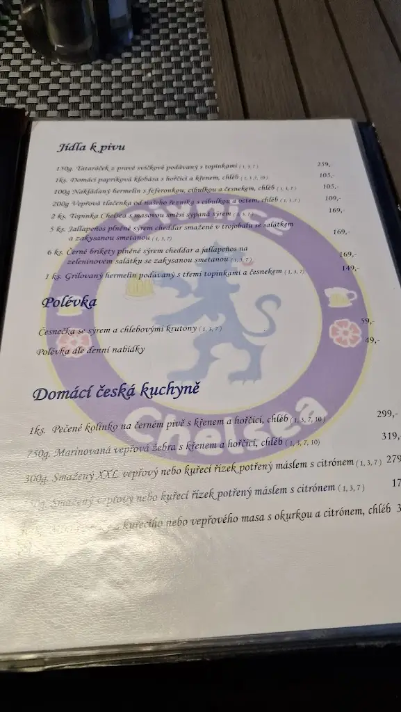 Menu_Pivnice Chelsea_Letňany_immagine_3