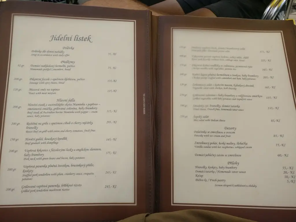 Menu_Penzion Český statek_Dolní Počernice_image_1