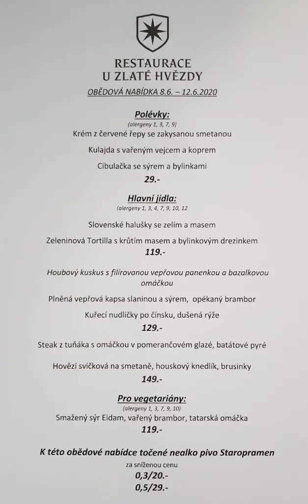 Menu_Restaurace U Zlaté hvězdy_Benešov_image_2