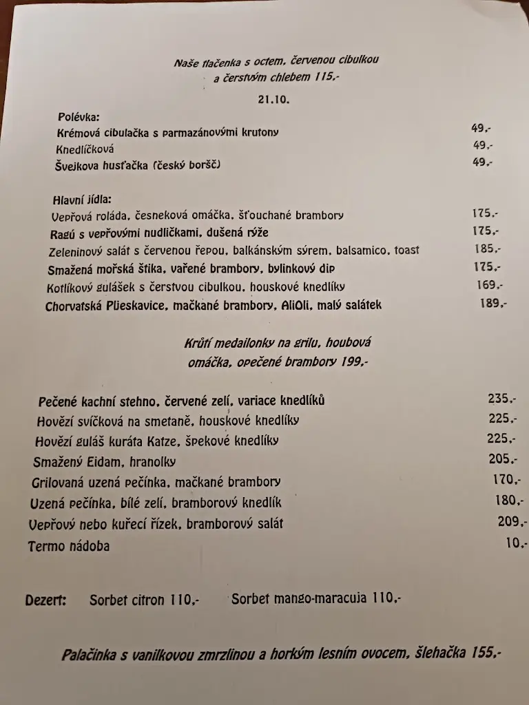 Menu_Švejk restaurant Benešov_Benešov_immagine_3
