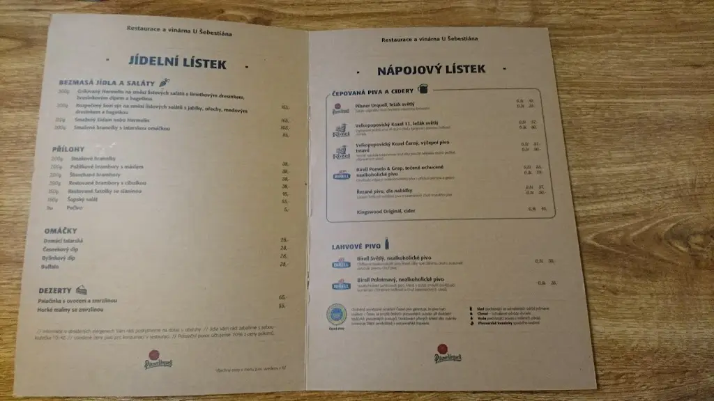 Menu_Restaurace U Šebestiána_Vysočany_immagine_3
