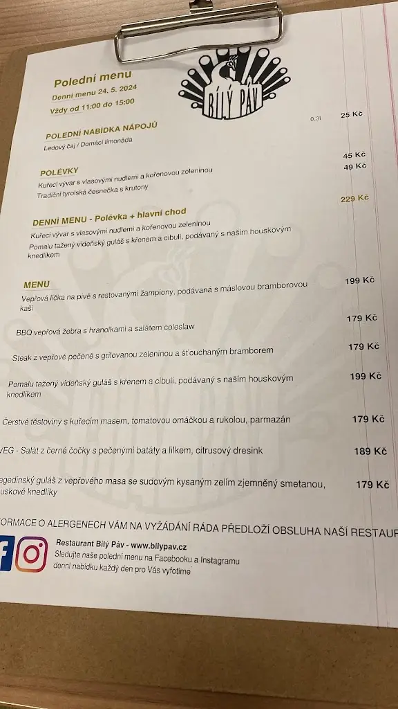Menu_Restaurant Bílý páv_Benátky nad Jizerou_immagine_2