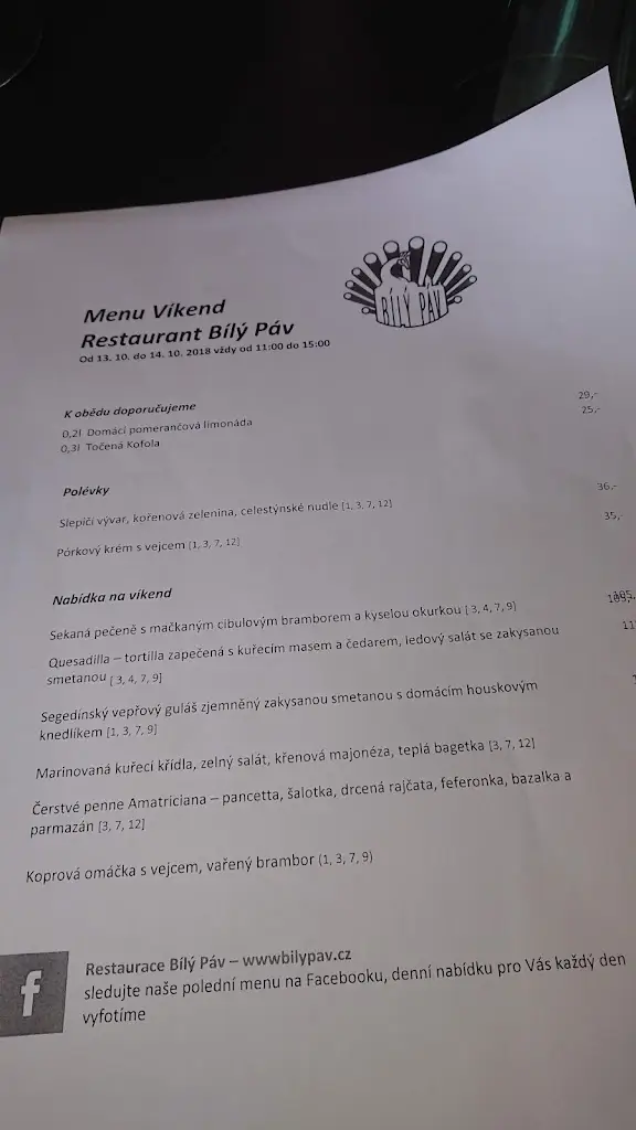 Menu_Restaurant Bílý páv_Benátky nad Jizerou_immagine_3
