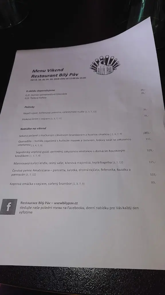 Menu_Restaurant Bílý páv_Benátky nad Jizerou_immagine_4