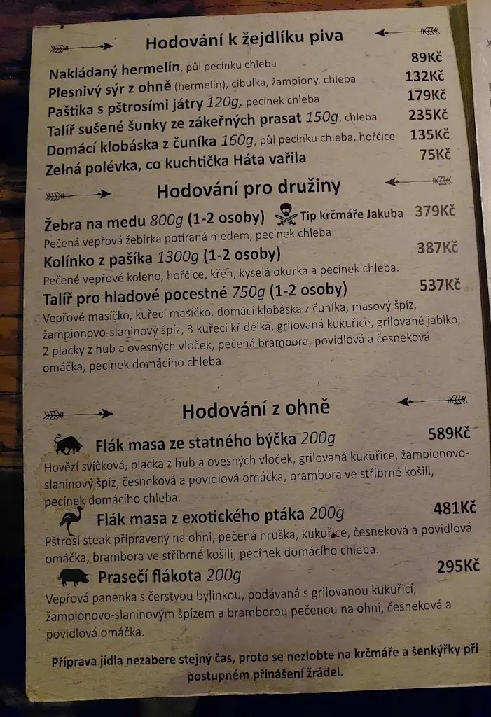 Menu_Středověká Krčma Písek u Jakuba_Okres Písek_image_1