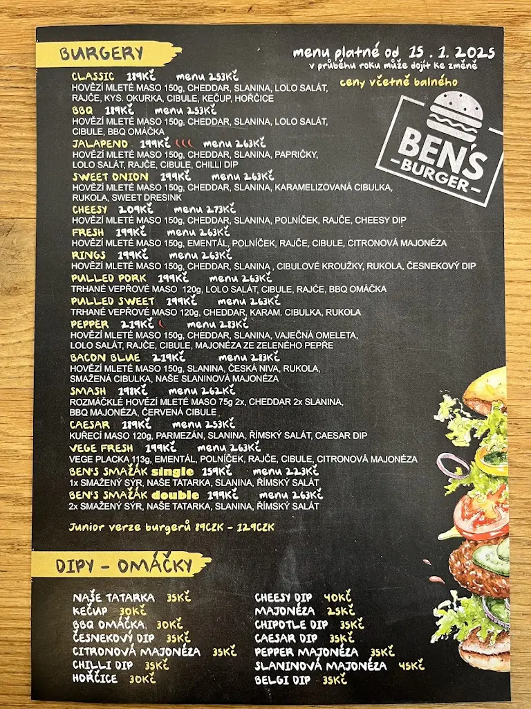 Menu_Ben's Burger_Benátky nad Jizerou_image_1
