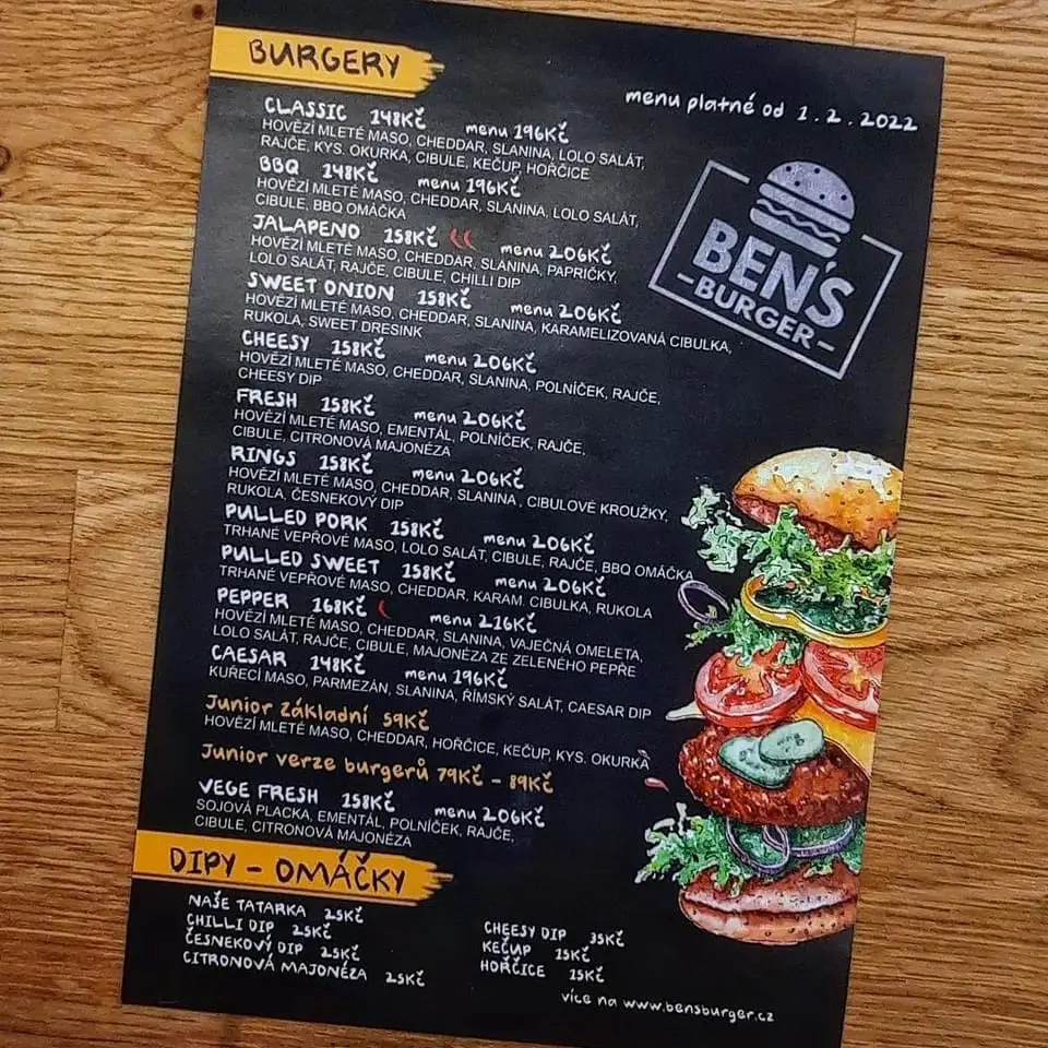 Menu_Ben's Burger_Benátky nad Jizerou_image_4