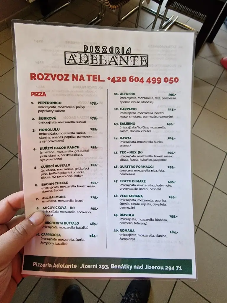 Menu_Adelante Pizzeria_Benátky nad Jizerou_immagine_2