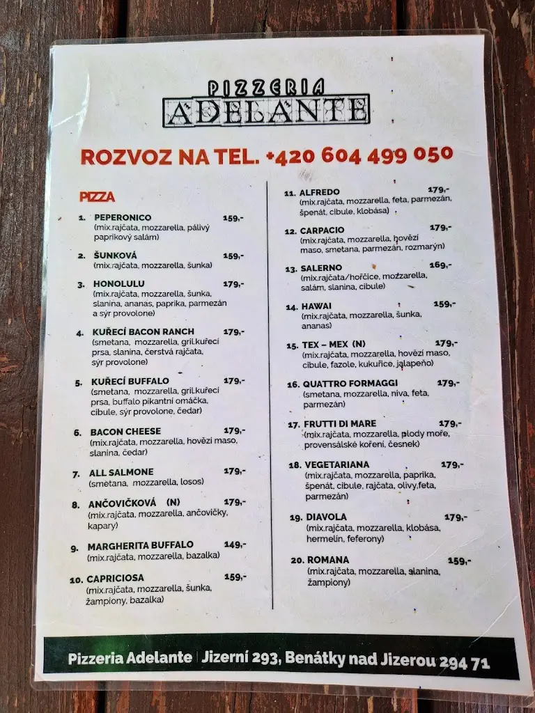 Menu_Adelante Pizzeria_Benátky nad Jizerou_immagine_3