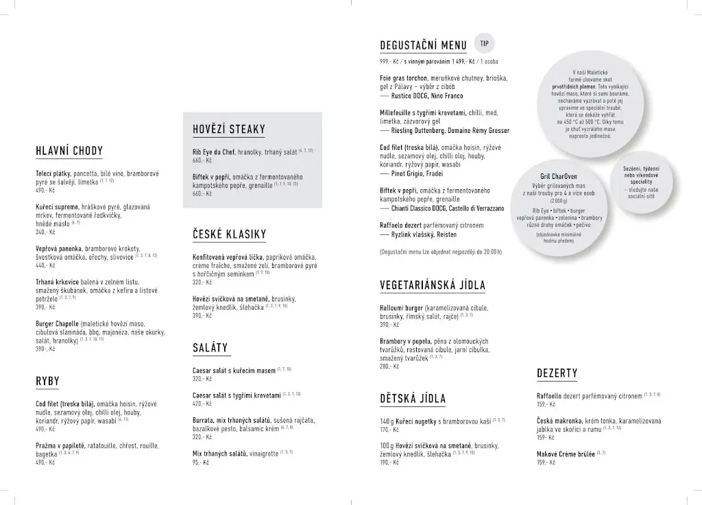 Menu_Restaurant Chapelle_Okres Písek_image_1