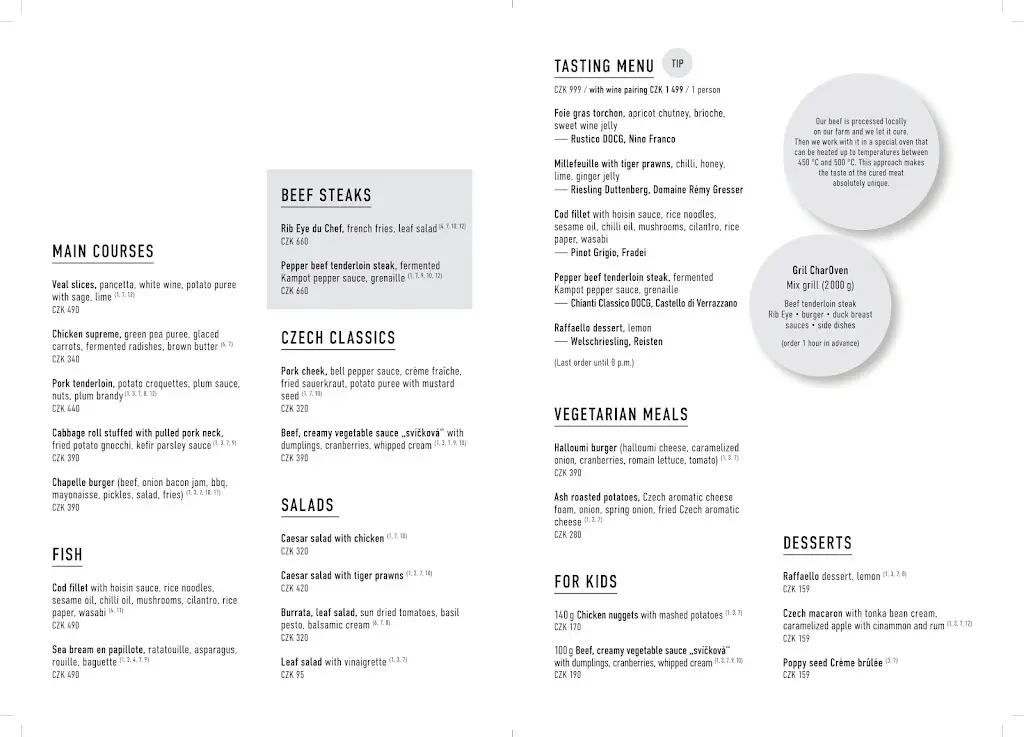 Menu_Restaurant Chapelle_Okres Písek_image_2