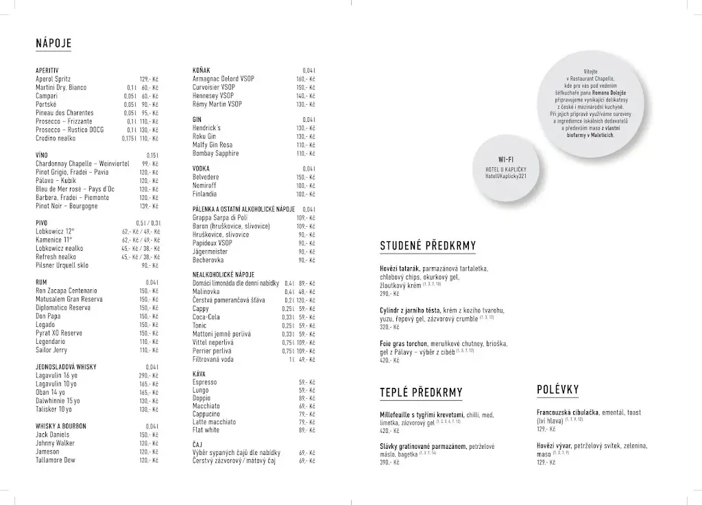 Menu_Restaurant Chapelle_Okres Písek_image_3