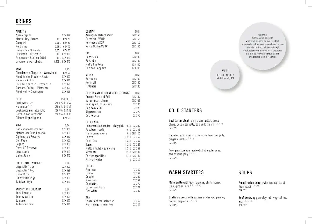 Menu_Restaurant Chapelle_Okres Písek_image_4