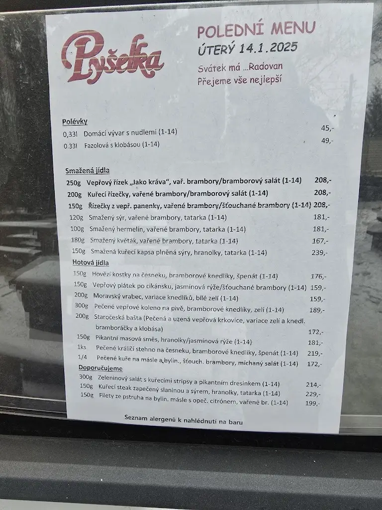 Menu_Restaurace a penzion Pyšelka_Čerčany_image_2
