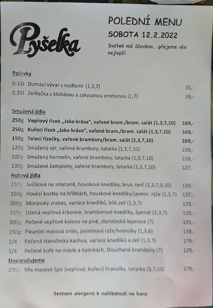 Menu_Restaurace a penzion Pyšelka_Čerčany_image_4