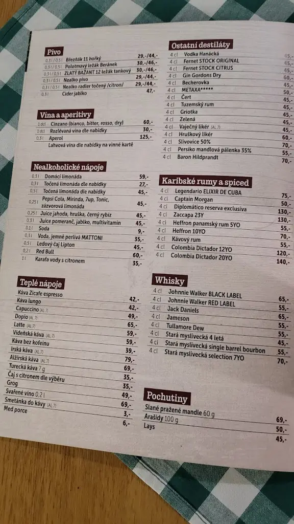 Menu_Bohémovna V Pivovaře_Brandýs nad Labem-Stará Boleslav_image_1