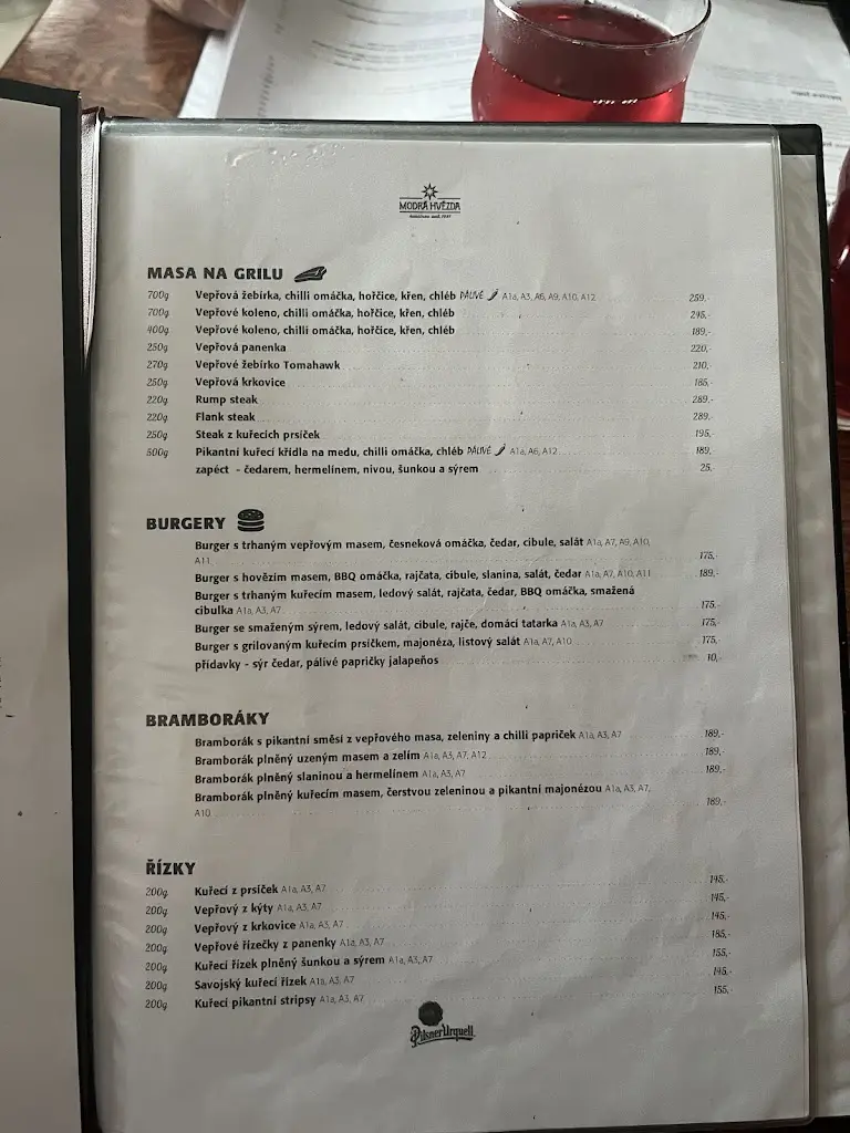 Menu_The inn Blue Star_Brandýs nad Labem-Stará Boleslav_image_1