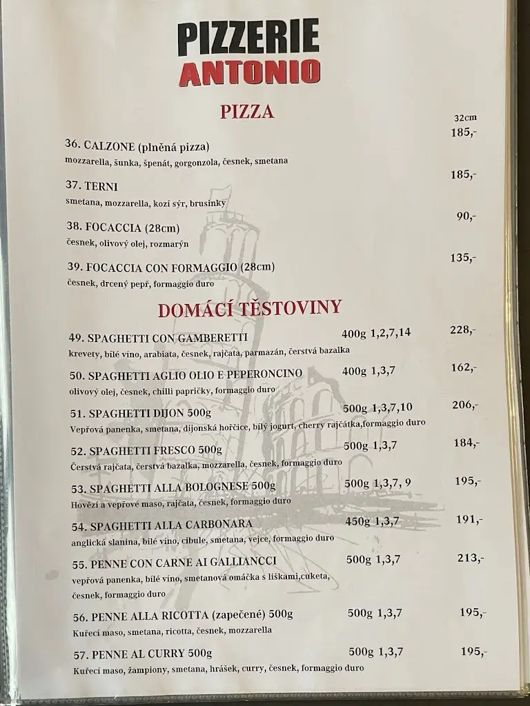 Menu_Pizzeria Antonio_Čelákovice_image_1