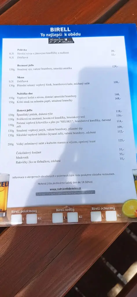 Menu_Hotel a Restaurace Radnice Dobrovice_Dobrovice_immagine_3