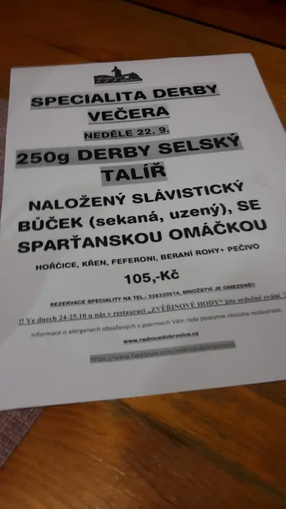 Menu_Hotel a Restaurace Radnice Dobrovice_Dobrovice_immagine_4