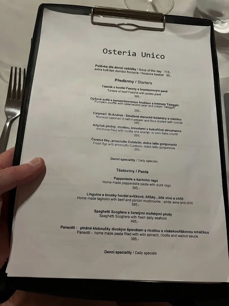 Menu_Unico Osteria e caffe_Horoměřice_image_1
