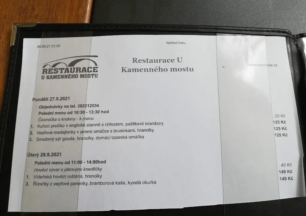 Menu_Restaurace U Kamenného mostu_Okres Písek_image_4