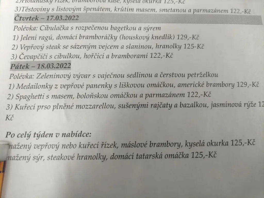 Menu_Restaurace Na Marjánce_Okres Písek_image_1