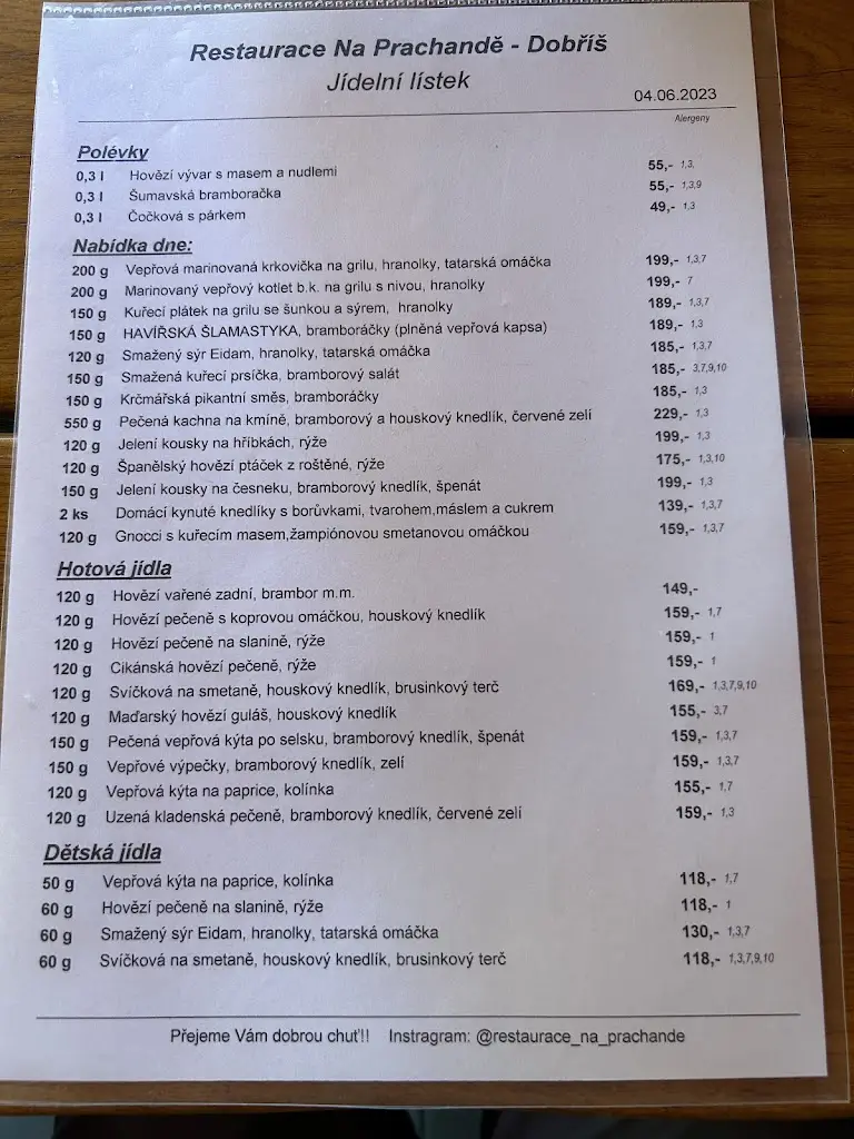 Menu_Restaurace Na Prachandě_Dobříš_image_1