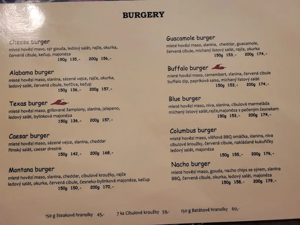 Menu_Columbus burger restaurant_Okres Písek_image_2