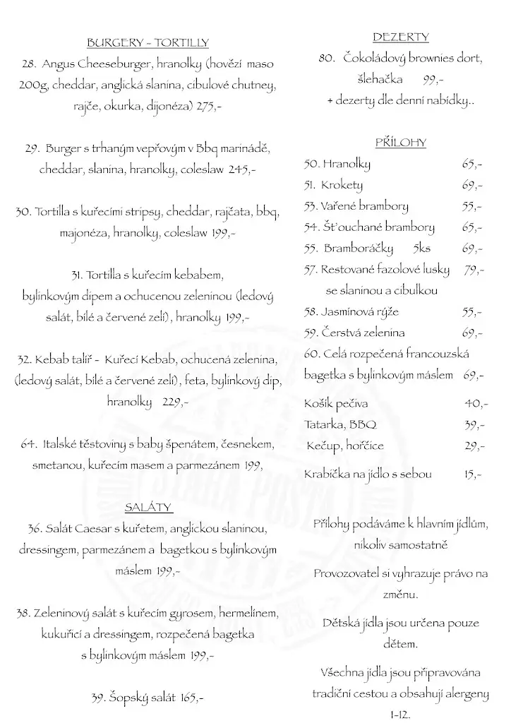 Menu_Motorest Stará Pošta - restaurace,hotel_Klecany_image_2