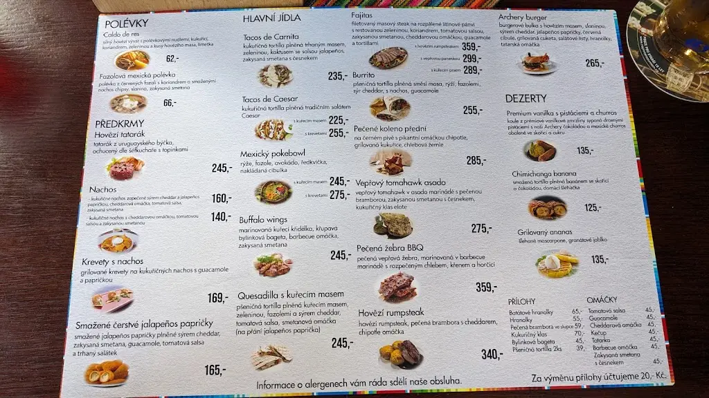 Menu_ARCHERY - Texas Mexican Restaurant_Kolín_image_3