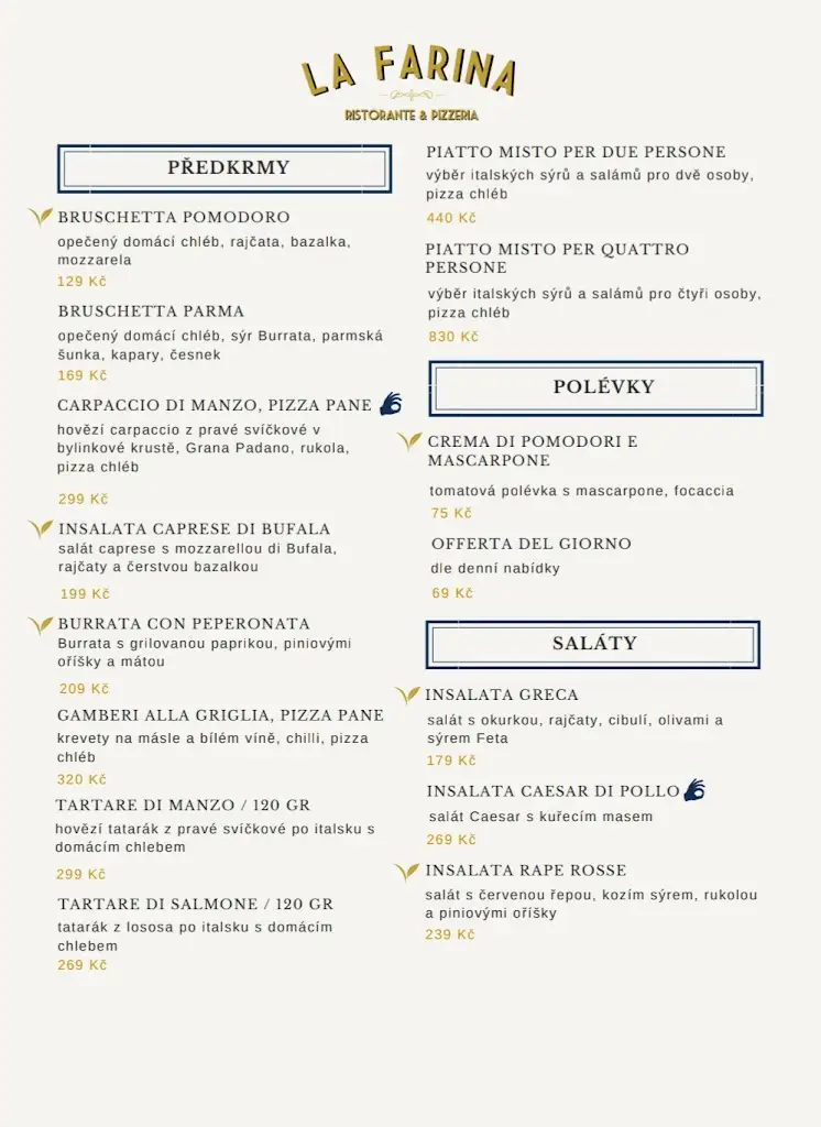 Menu_La Farina Ristorante & Pizzeria_Kolín_image_1