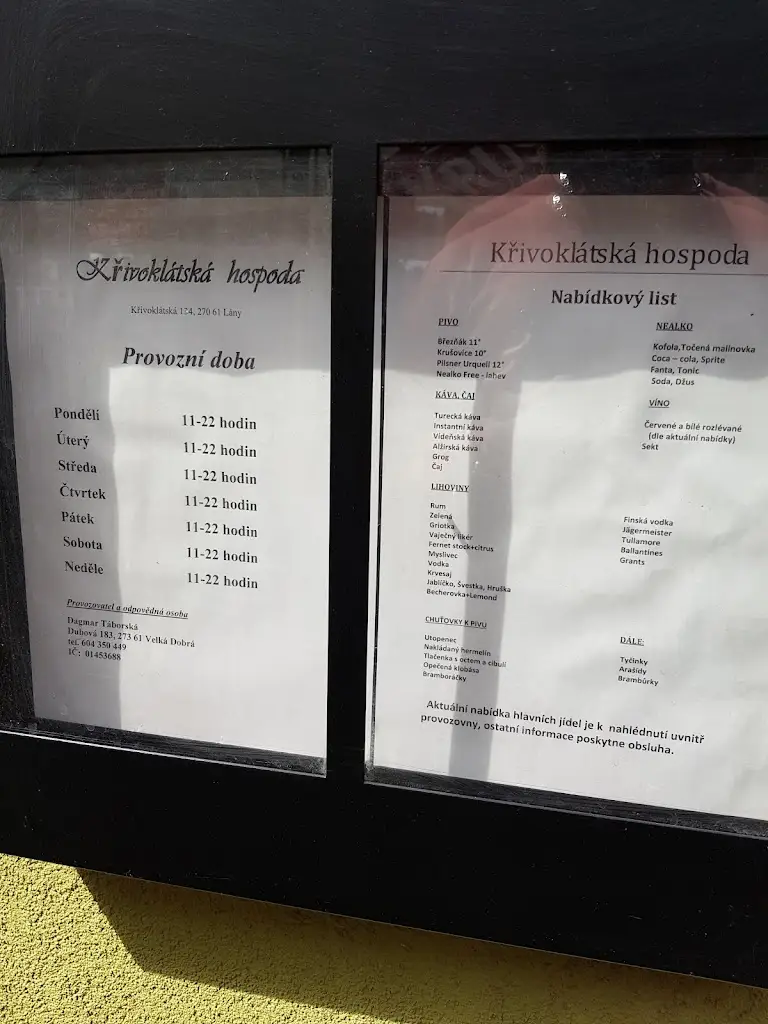 Menu_Křivoklátská Hospoda_Lány_image_1