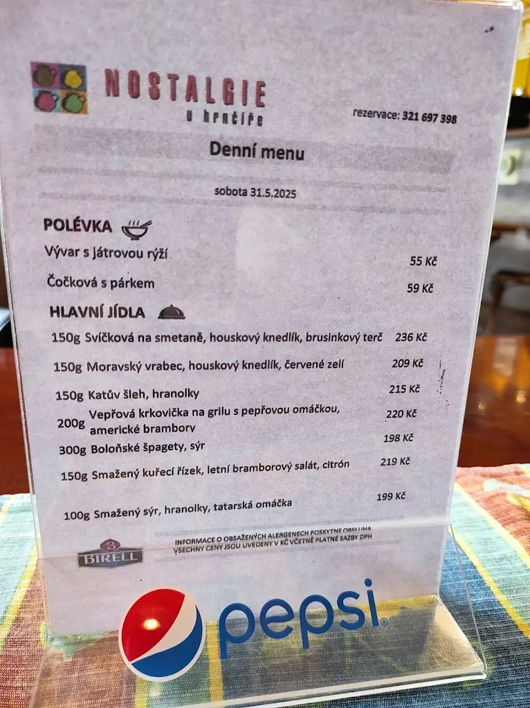 Menu_Restaurace Nostalgie - U Hrnčíře_Kostelec nad Černými Lesy_image_1
