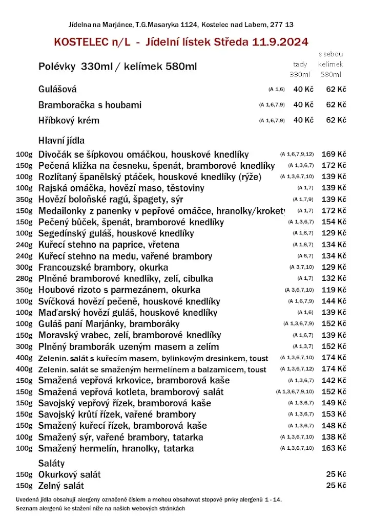 Menu_Jídelna na Marjánce_Kostelec nad Labem_image_1