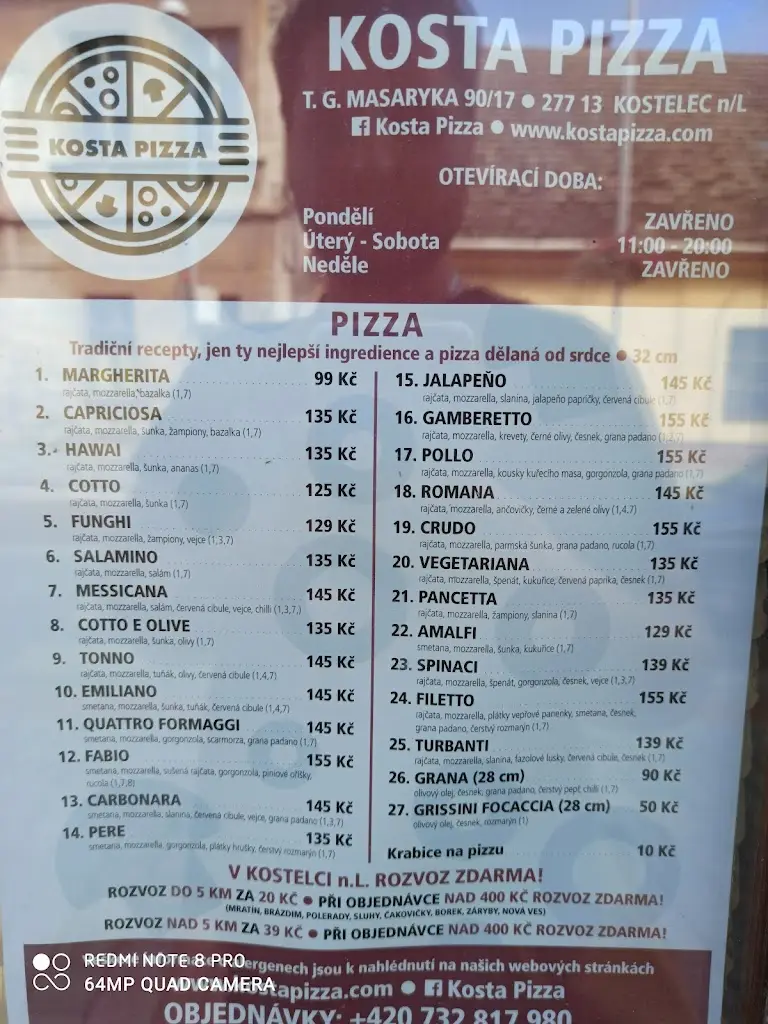 Menu_KOSTA PIZZA_Kostelec nad Labem_image_2