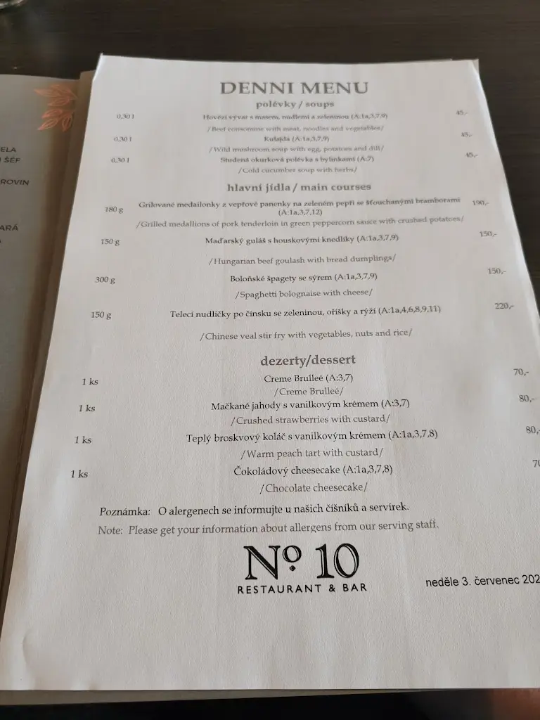 Menu_Restaurant & Bar No. 10_Mladá Boleslav_image_4