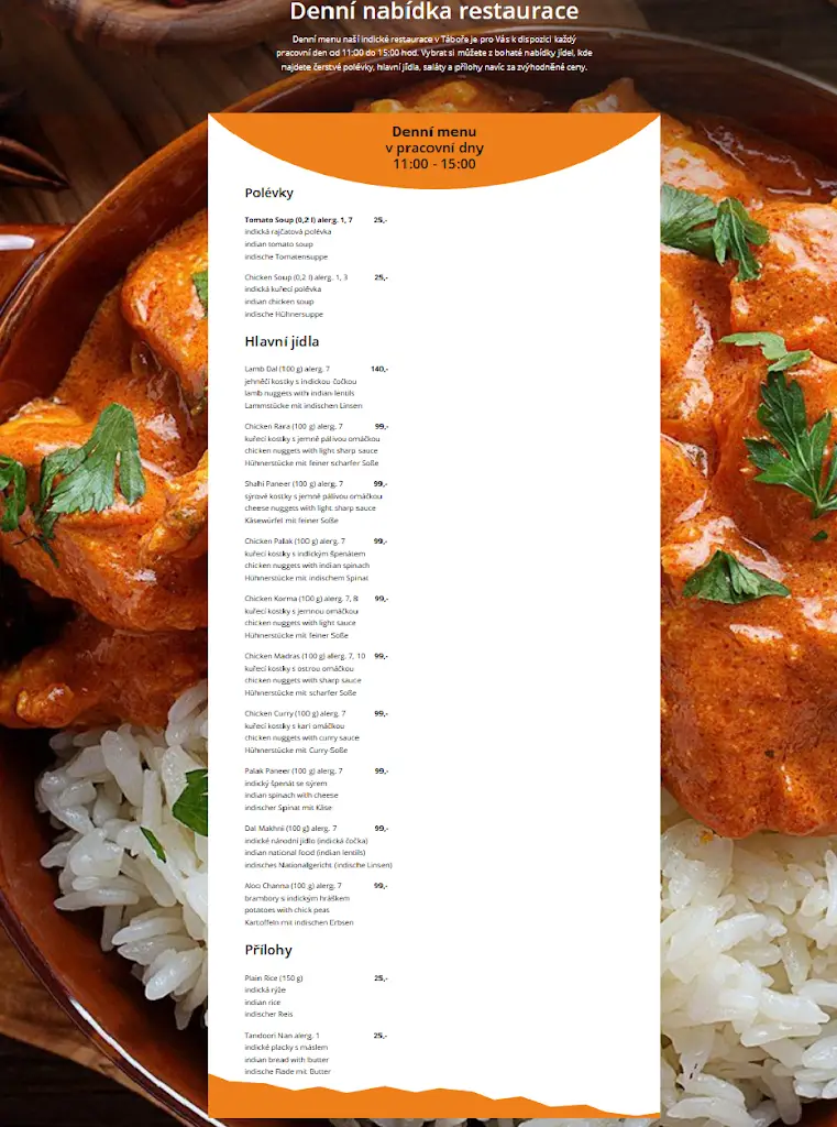 Menu_Indická restaurace Tábor - Gateway of India_Okres Tábor_image_3