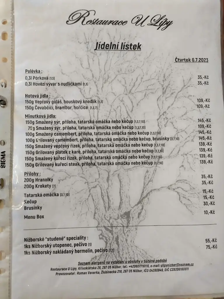 Menu_Restaurace U Lípy_Nižbor_immagine_2